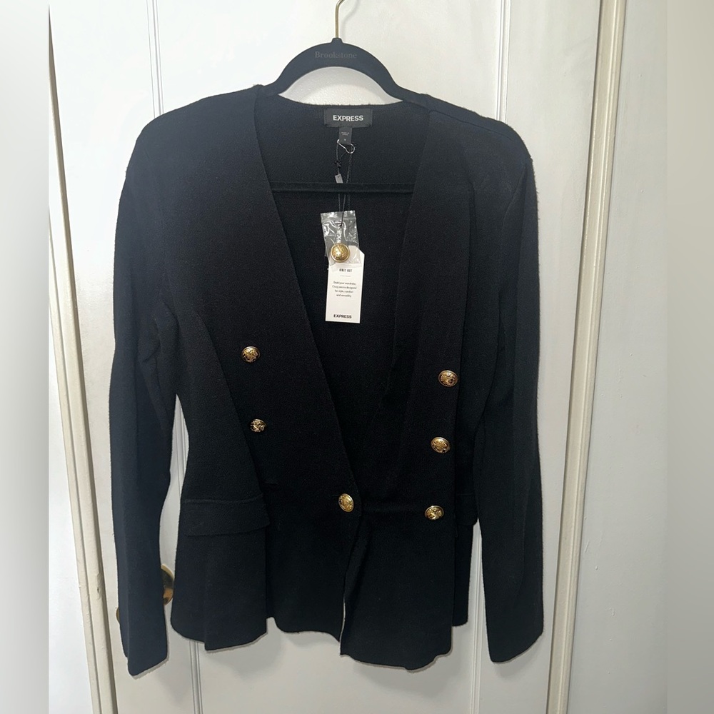 Express Novelty Buttons Knit Sweater Blazer